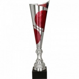 Puchar metalowy srebrno-czerwony 3124